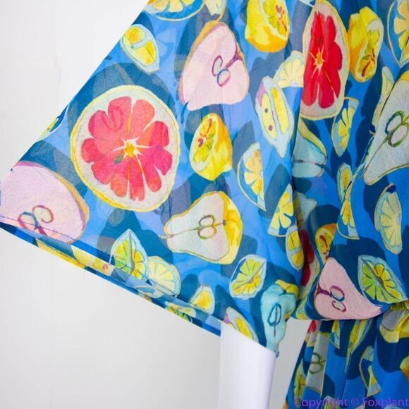 Anthropologie Blue Fruit Print High Low Dress - Picture 15 of 16